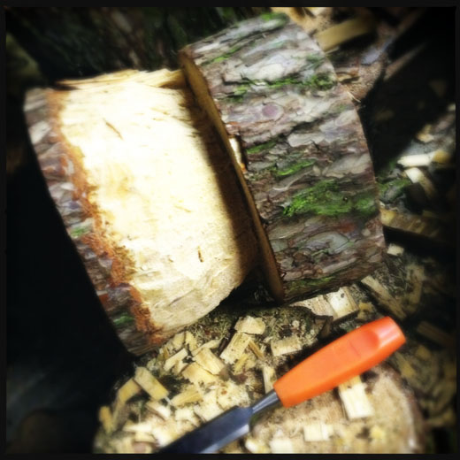 Chiseling the stool Chiseling the stool