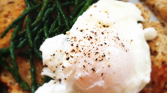 Poached Egg and Samphire on Toast Poached Egg and Samphire on Toast