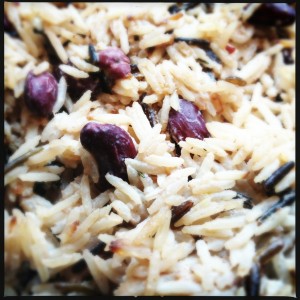 Campfire wild rice and peas